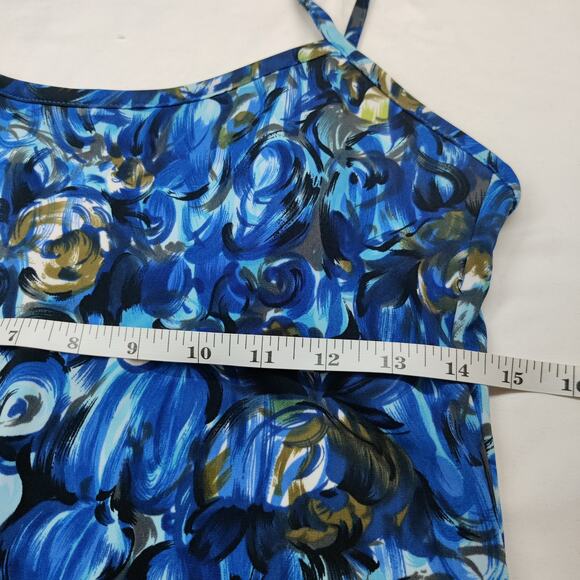 Vtg Byer Too! 90s Abstract Blue Floral Slip Dress Large Y2K Artsy Fairy Grunge - Picture 11 of 13